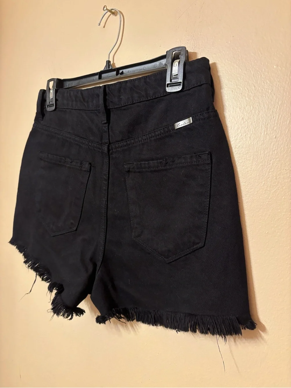 Kancan Black Distressed High-Rise Denim Shorts size m